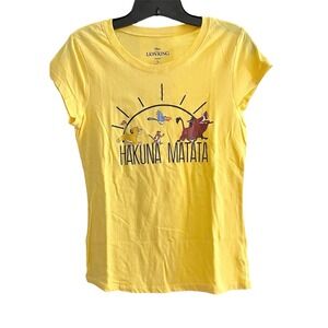 Disney The Lion King Unisex Kids Tee Shirt L Large‎ Yellow Cap Sleeve Scoop Neck